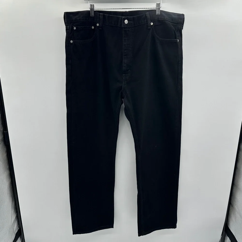 Levis 505 Mens Straight Fit Black Denim Jeans 42x32 Cotton 505-0260